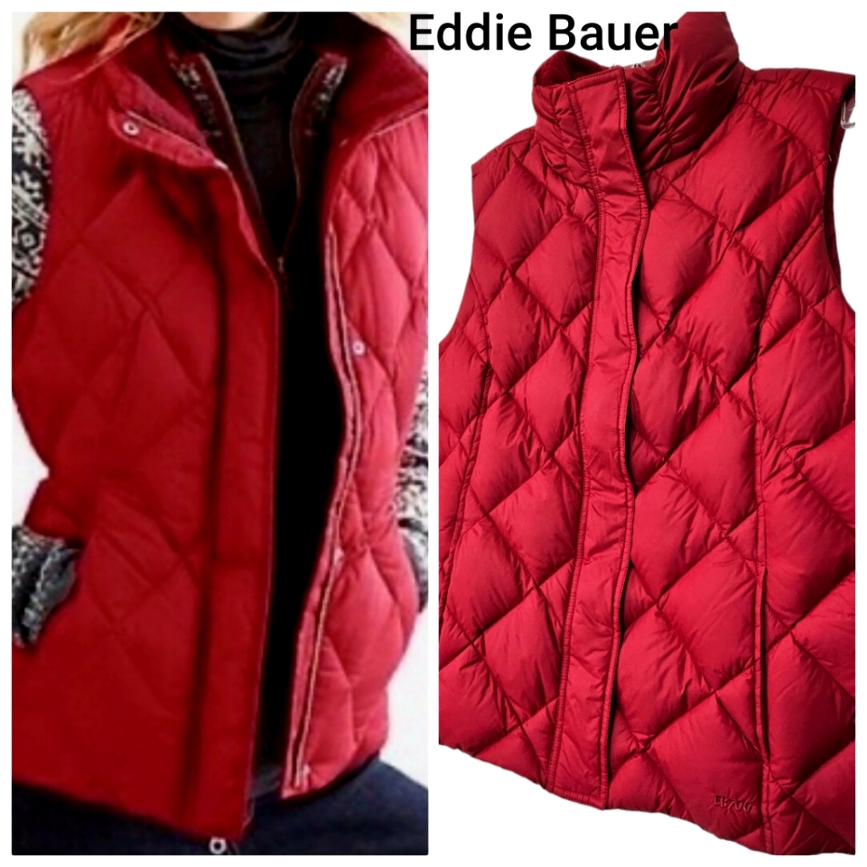 Eddie Bauer Nwot Red Premium Eb 700 Goose Down Puffer Vest